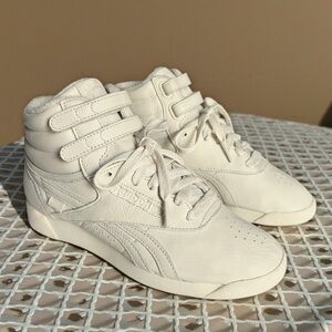 Reebok x Anine Bing Freestyle High Top Classic White Leather Sneakers